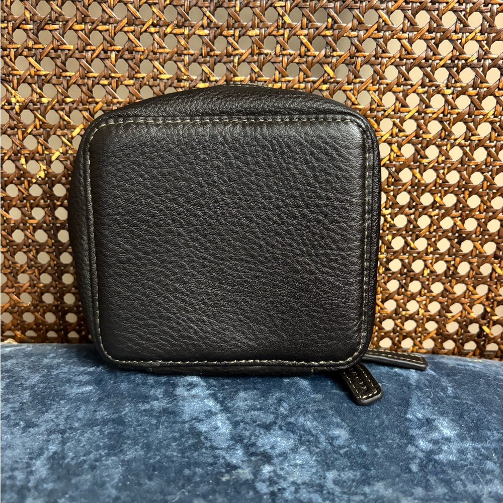Levenger Black Leather Travel Bag